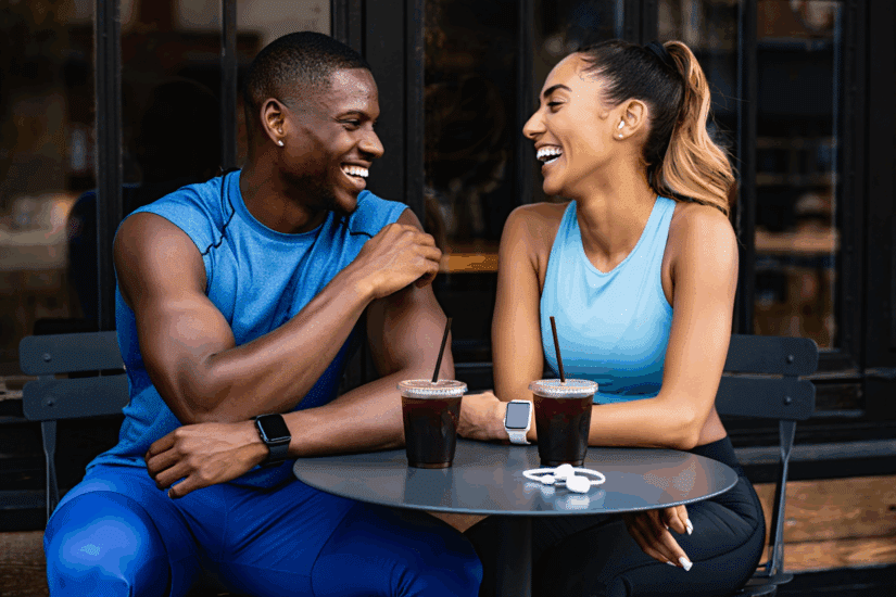Athletic Couple 2 Couple drinking coffee