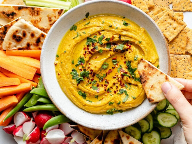 Unique Hummus Recipes, Sweet Spicy Curry Hummus, Courtesy of Ambitious Kitchen