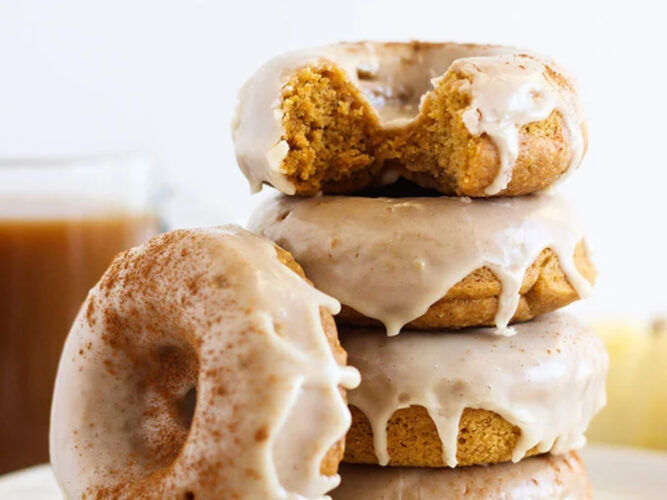 Pumpkin Donuts with Maple Frosting