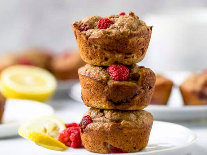 Lemon Raspberry Protein Muffins
