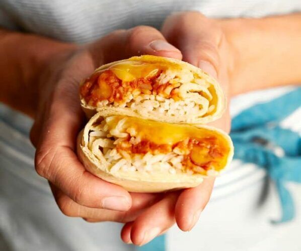 leftover rice and beans burrito