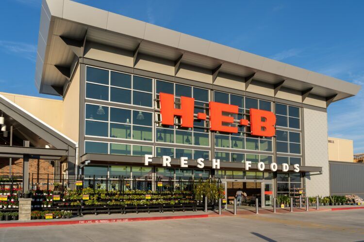 Outside an HEB store