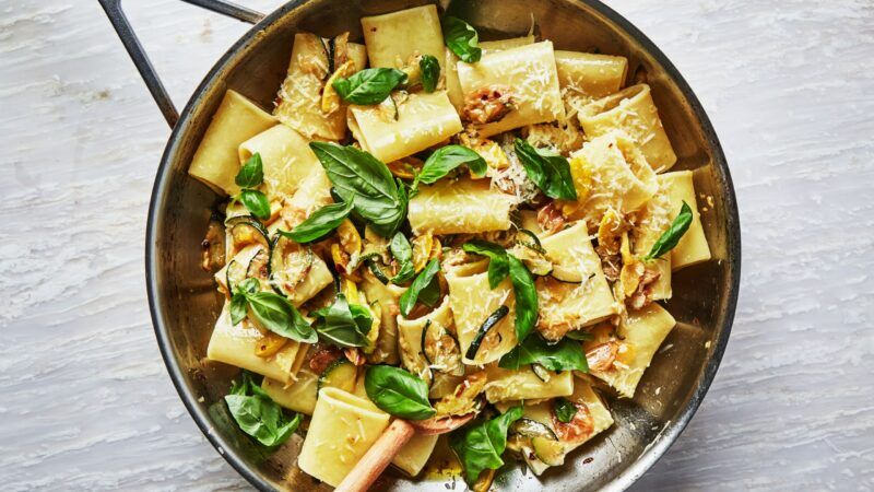 summer squash and basil pasta